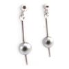 Les Trésors De Lily [J9585] - Silver 'Perla' Silver Gray Earrings - 18x5 Mm