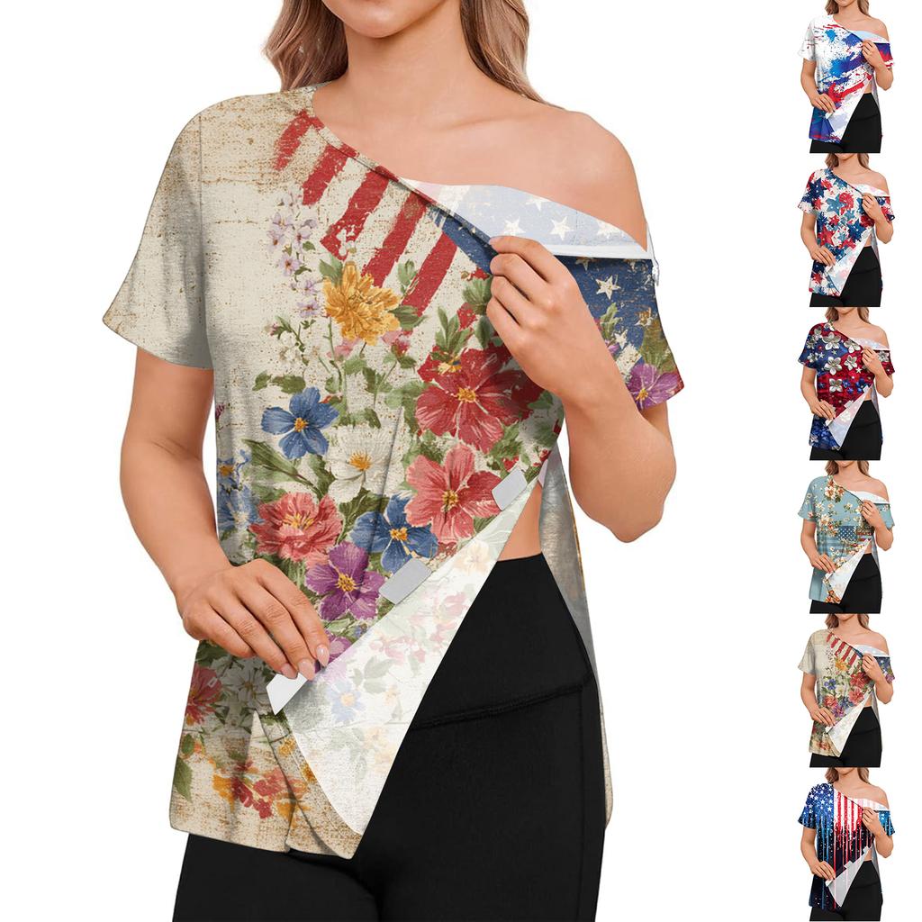 Women's Post-operative Short-sleeved Color Shirt With Shoulder Zipper And Side Closure.
