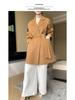 Women's High-End Double-Faced Wool Coat - New Autumn/Winter Style, Loose Mid-Length, Tie-Waist, 100% Wool Fashion Coat.