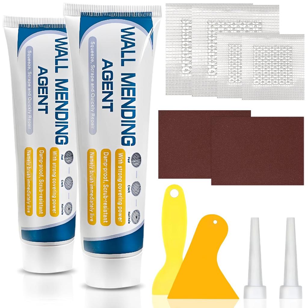 Drywall Repair Kit,Wall Mending Agent with ScraperDrywall Patch Repair Kit with Spackle Paste,Wall Hole Filler Putty for Filling Cracks & Holes