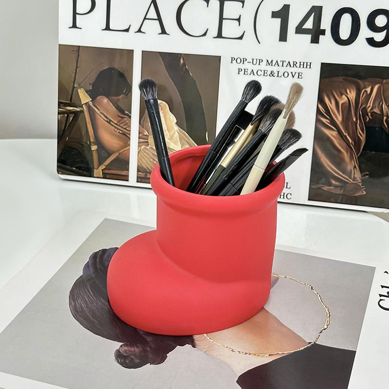 Creative Little Red Boots Pen Holder Series Plastic Student Desktop Vase Multi-functional Makeup Brush Storage Bucket