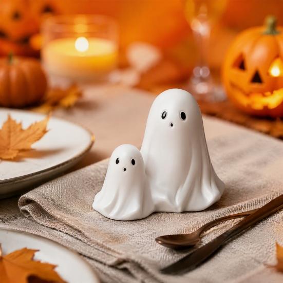 Halloween Gift for Kids Ghost Gnome Figurines, Resin Tabletop Decoration, Cute Party Supplies Statue, Decorative Ornaments Indoor Outdoor Home