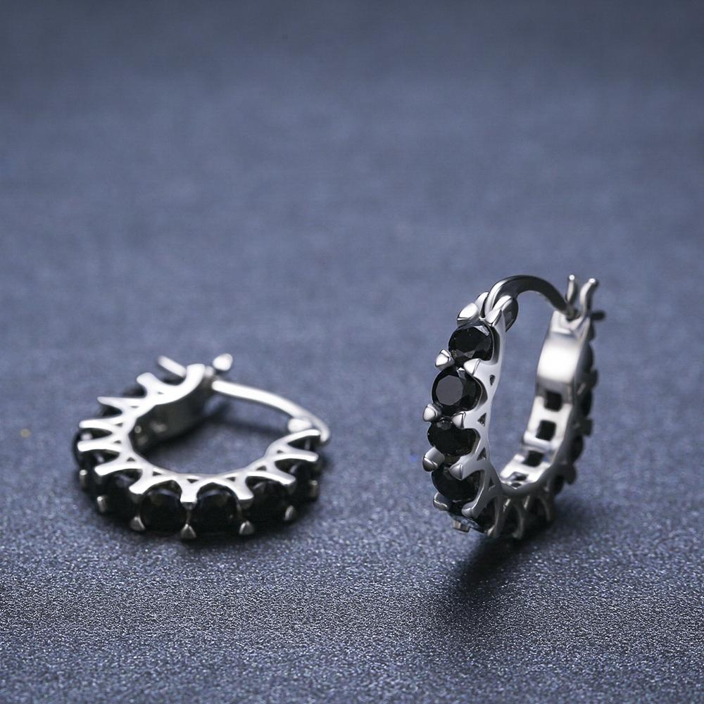 Black Awn Black Stone Hoop Earring