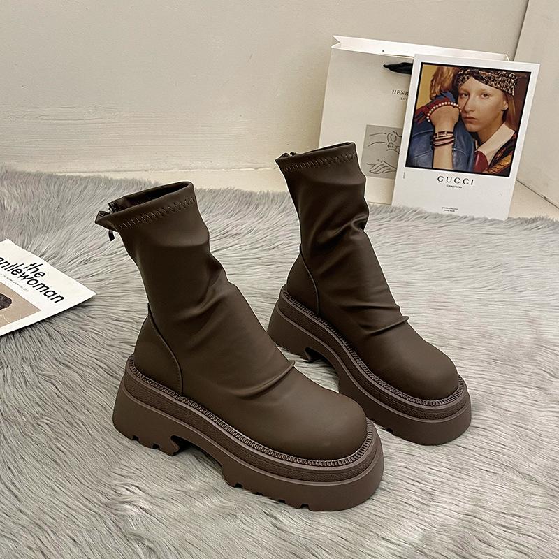 

European fashion versatile short boots children in the autumn and winter of 2025 new stacks of thin but knee-length knight boots 39