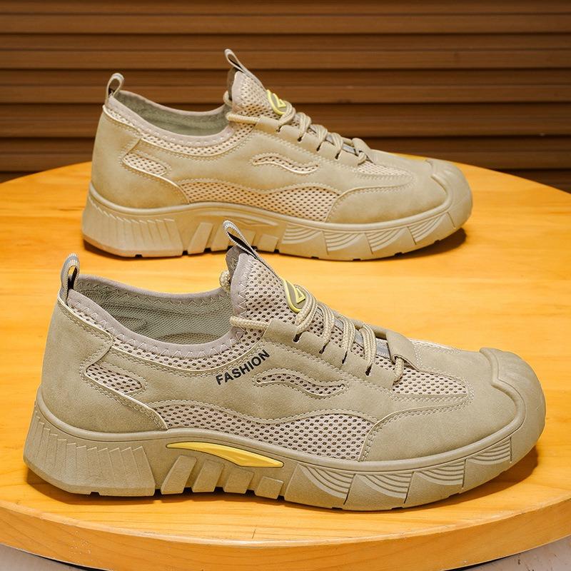 Men's Shoes Summer New Mesh Breathable Men's Construction Site Work Non-slip Wear-resistant Sports Shoes Casual Board Shoes