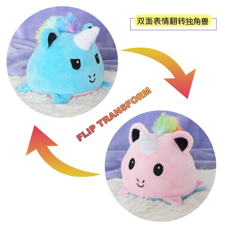 Cute Flip Unicorn Doll Plush Toy Double-Sided Flip Unicorn Doll Children'S Soothing Doll