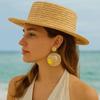 Flower Rattan Weave Earrings Vacation Style Bohemian Drop Earrings Straw Hat Earring  Wedding