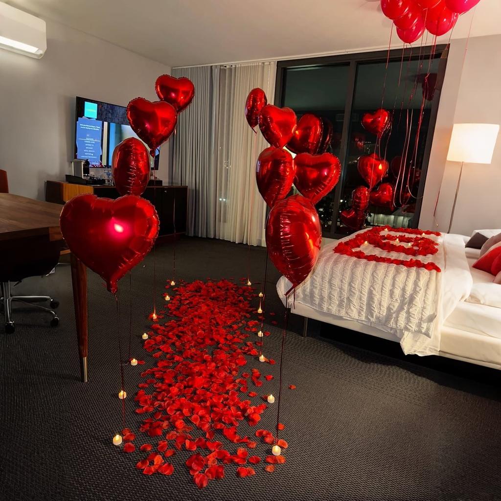 Conjunto de Balões Vermelhos Eu Te Amo Balão de Folha de Alumínio em Formato de Coração Adequado para Aniversário, Temporada de Casamento, Aniversário, Dia das Mães