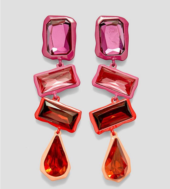 2022 New Products 16 Colors New Rhinestones Jewelry Statement Earrings Big Glass Drop Earrings for Women Fashion Accessories