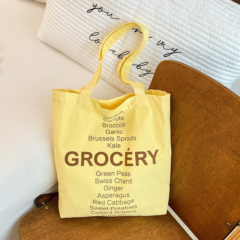 Stylish and Simple Tote Bag Women's Shoulder Bag Student Portable Large-capacity Shopping Canvas Bag