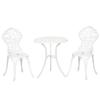 3-teiliges Aluminium-Bistro-Set Gartenmöbel Esstisch Stühle Antik Außenbereich Sitzplatz Terrasse Sitzplatz Weiß