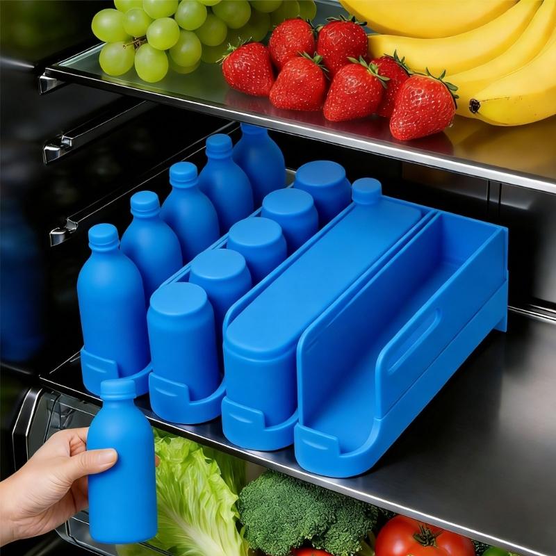 Innovative Drink Bottle Rack Beverages Dispenser For Refrigerator And Countertop Featuring Smooth Slide Out Mechanism