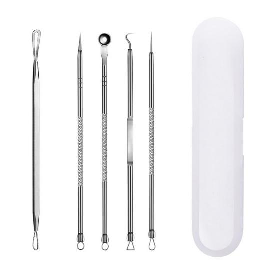 Ultra-fin Non. Pince à points noirs en acier inoxydable, 5 cellules, pince à aiguille pour l'acné, Salon de beauté, nettoyage des pores du visage, outils de soins