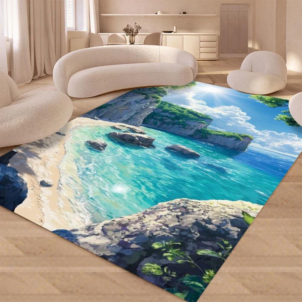 

Summer Beach Waves Carpet Rug for Home Living Room Bedroom Sofa Doormat Decor,kids Game Area Rug Floor Mat 80x120cm