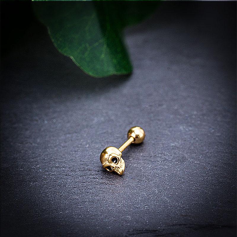 Classic Design Punk Skull Mini Earrings Stainless Steel Trendy Simple Geometric Stud Ear Jewelry Party Gifts For Women Men