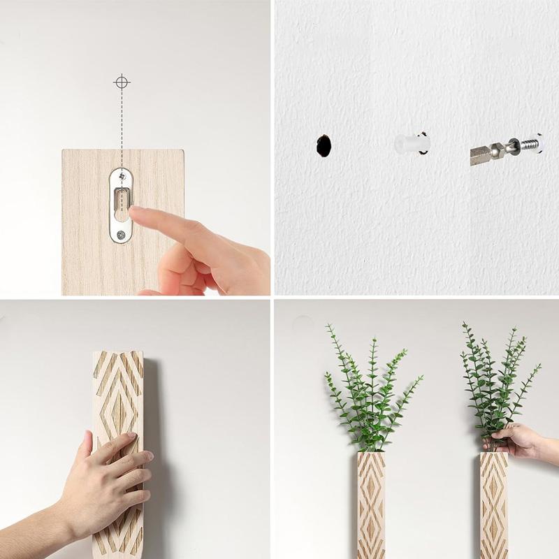 1Pc Holz Wand Dekor Pflanzer Künstliche Blume Hängen Wohnzimmer