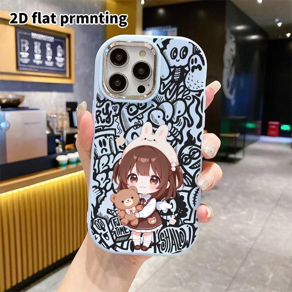 Phone Case: 2D Flat Design Suitable for iPhone 18 17 16 15 14 13 Pro Cases, Couple Style, Twin-tailed Little Girl, Christmas and Halloween Gifts