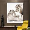 Modern wall art poster with animals, loving lion, family, canvas, painting, print for the living room, painting, decoration for the house, cuadros