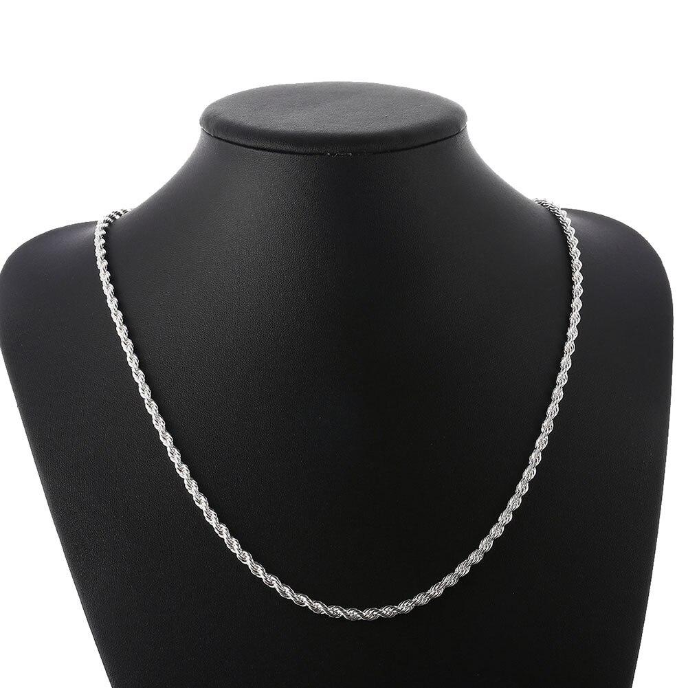 Silver Color 4mm Chain Male Twisted Rope Necklace Bracelets Fashion Women Men Silver High Quality Jewelry Set