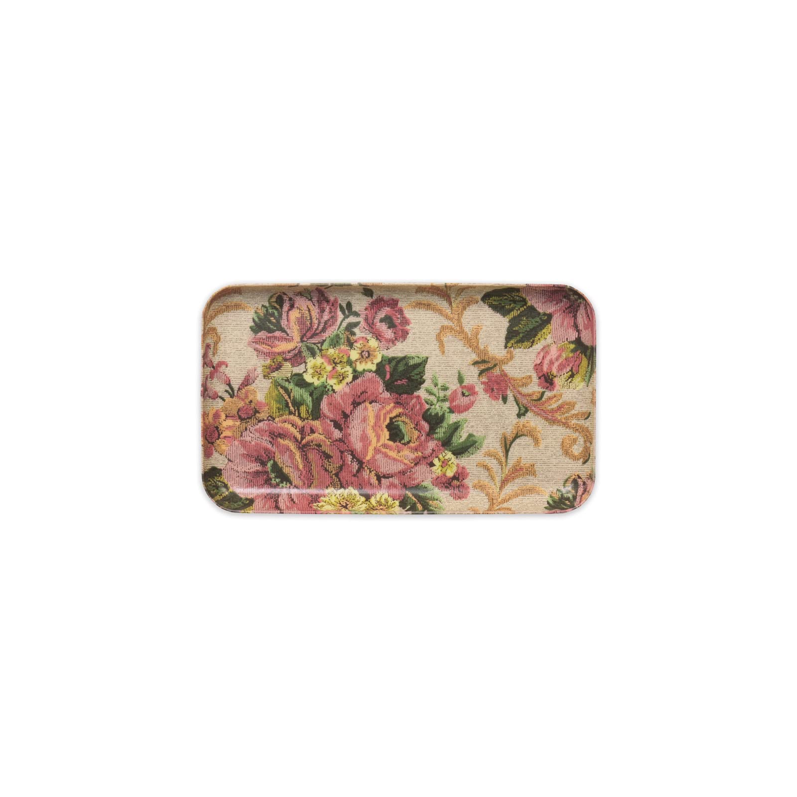 

Tatsucraft NR Caster Tray, SS, 21.5cm, Web Original Model, Victorian Old Rose Design, Non-Slip, Microwave-Safe, Plastic, Available in Large and