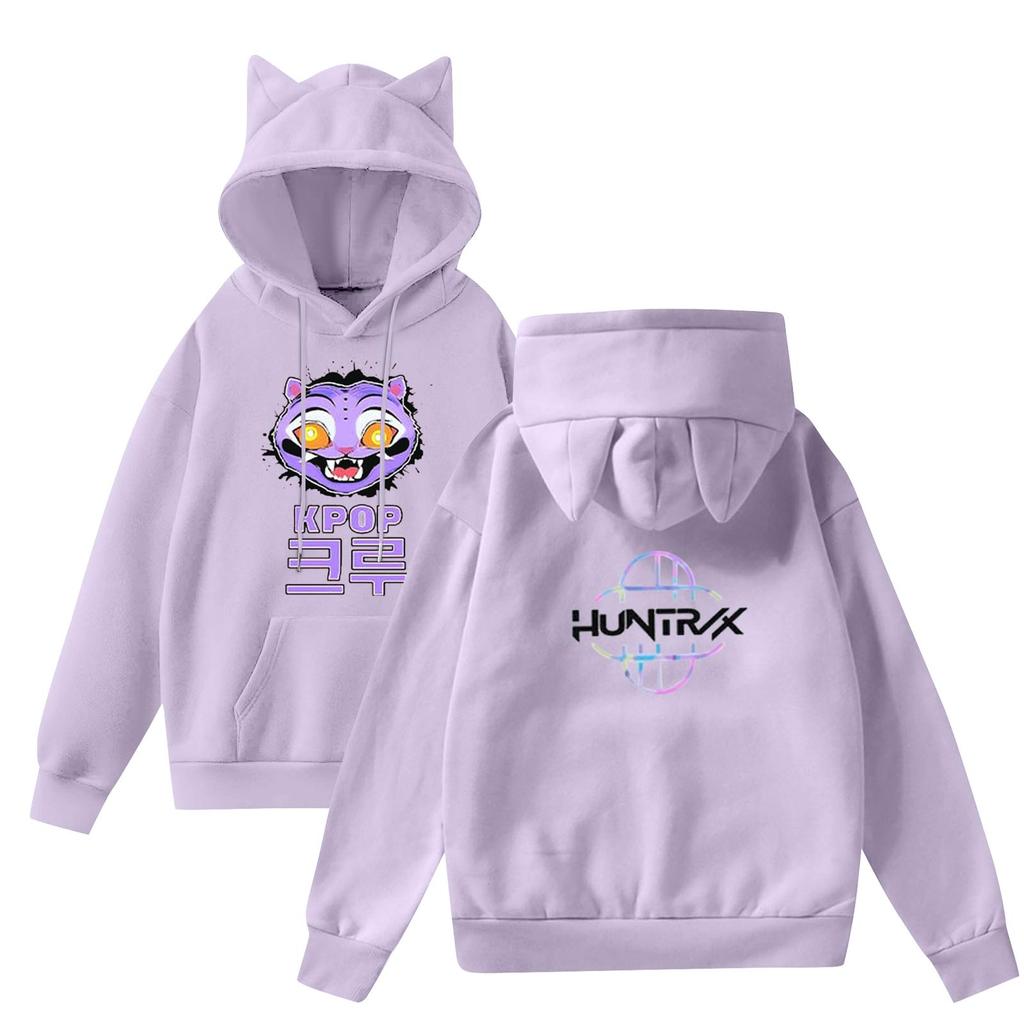 Ladies Fashion Casual Long Sleeve Printed Round Neck Hoodie Pullover Top With  Pockets