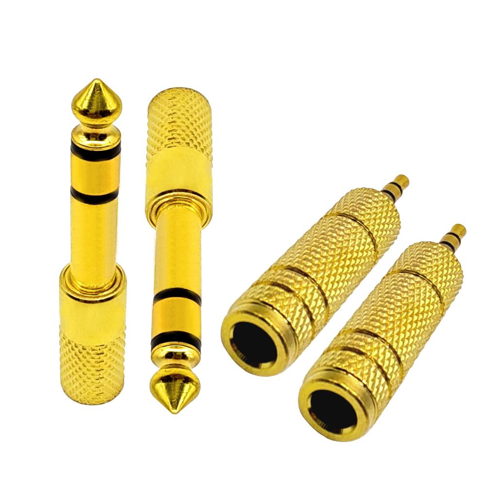 Voluty Tek Male to Female Female to Male Audio Adapter for 3.5mm 6.35mm Adapter, 1/4" 1/8" Guitar/Headphones, 4-Pack