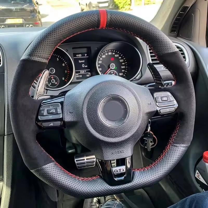

Чехол на руль автомобиля своими руками Черная замша Для Volkswagen Golf 6 GTI MK6 VW Polo GTI Scirocco R Passat CC R-Line 2010 3