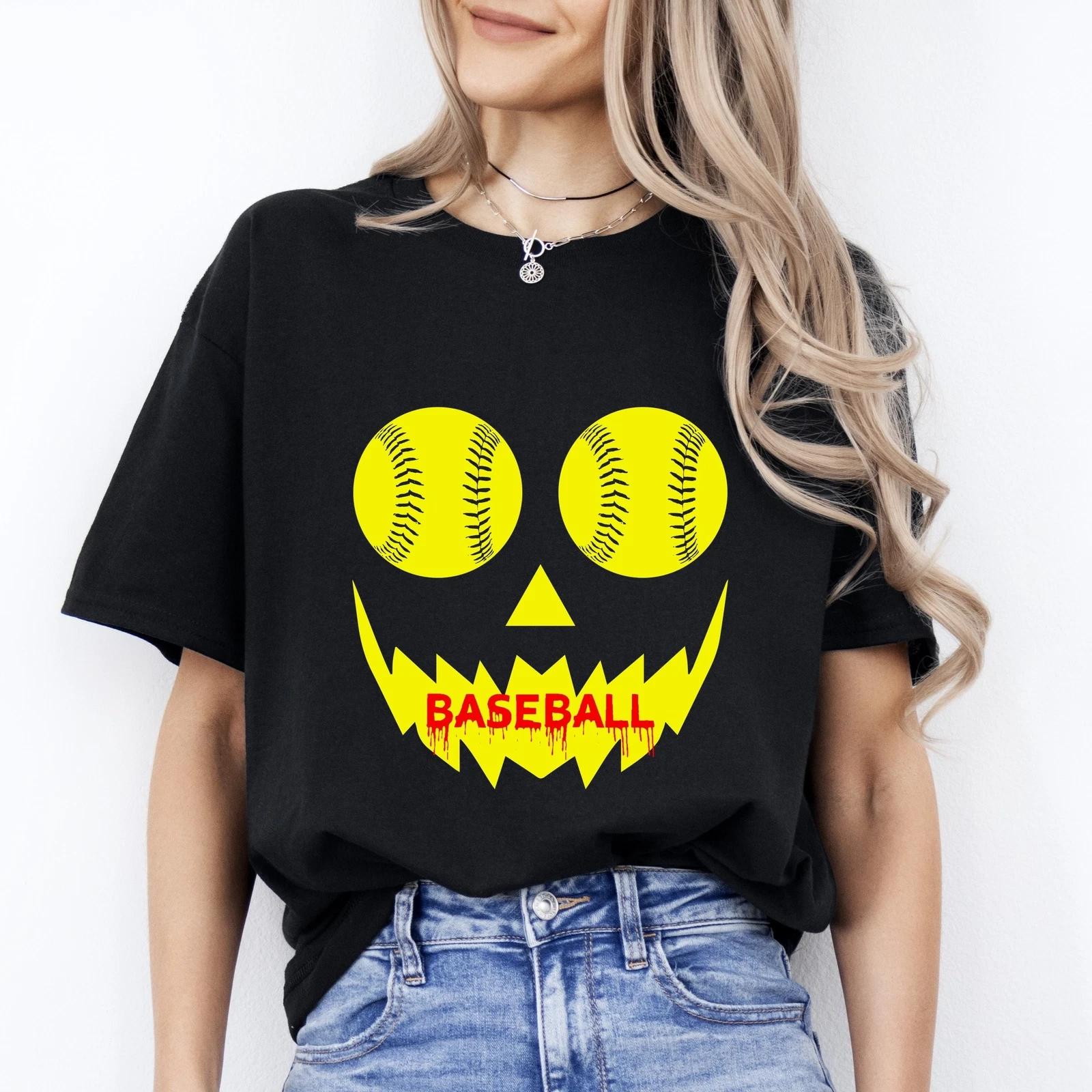 Baseball Halloween Unisex T-Shirt Scary Baseball player Baseball mom tee Black D XL