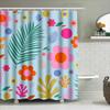 Vibrant Floral Shower Curtain Bold Pink Flowers Green Leaves on Soft Blue Background Modern Bathroom Decor for Girls Room Waterp