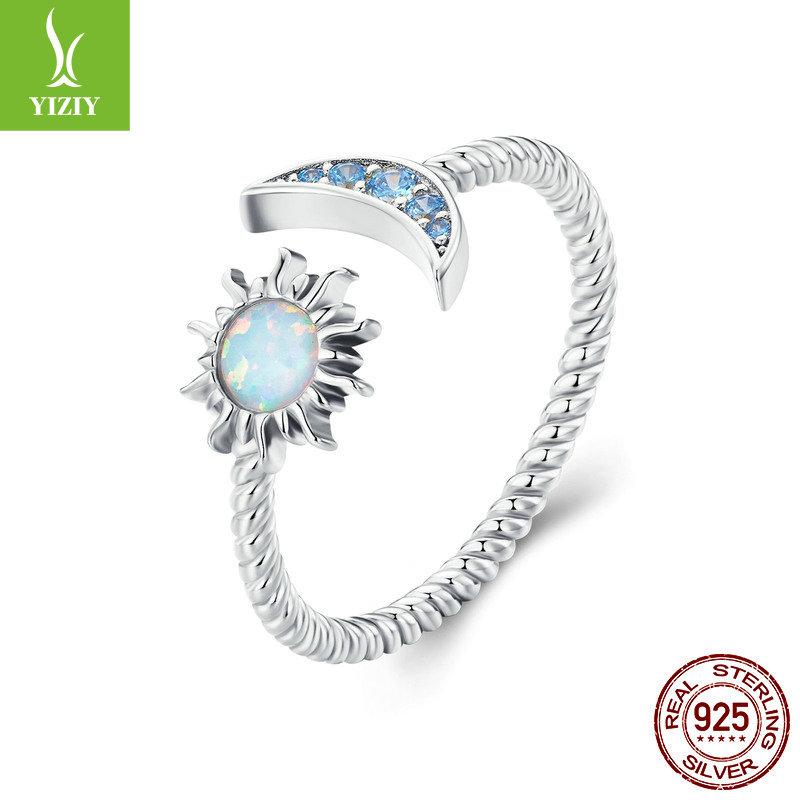 Opal Sun, Moon And Stars Open Ring, Japanese Niche Design Ring Jewelry Scr796