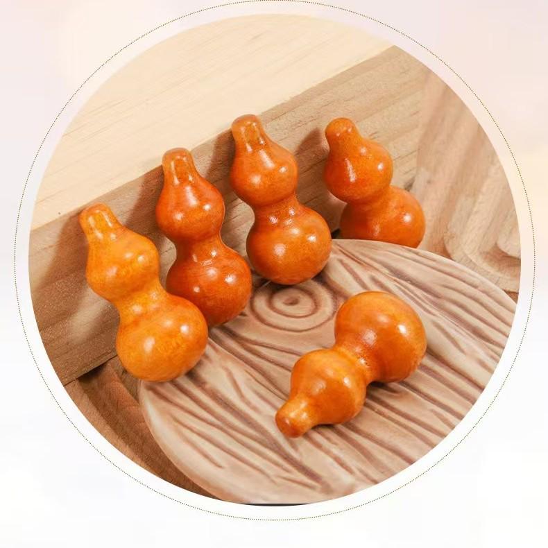 Peach Wood Gourd Pendant, Solid Natural Wood, 40*20mm 40*20mm No Hole