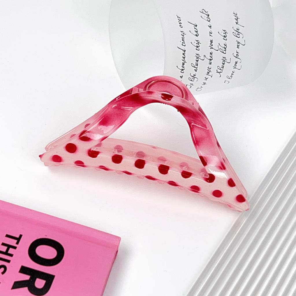 1pc Korean rose pink large polka dot grip clip, new summer hair clip on the back of the head, sweet and cute shark clip