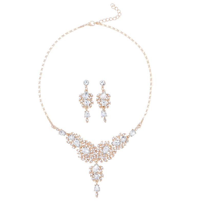 Retro Bridal Necklace Earrings Set, Senior Design Two-Piece Jewelry Set, New European American Fashion Accessories