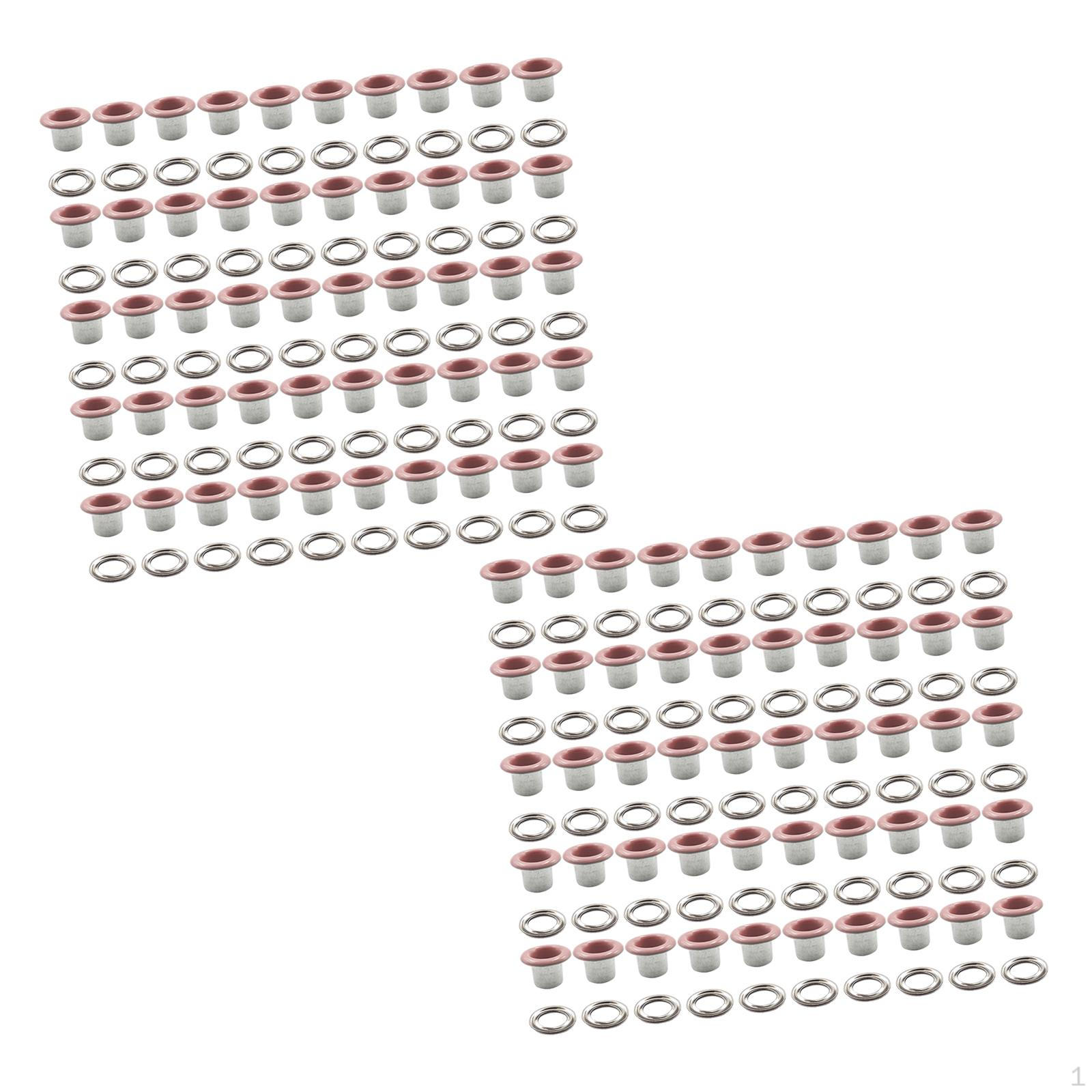 

100 Count Eyelet Grommet Tool Set Round Design for Scrapbooking And Clothing pink