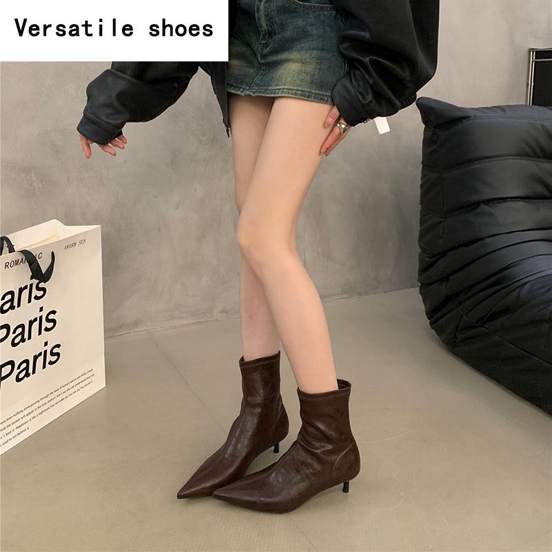 Spring Autumn Women Ankle Boots Fashion Pointed Toe Modern Short Booties Designer High Heels Botas De Mujer