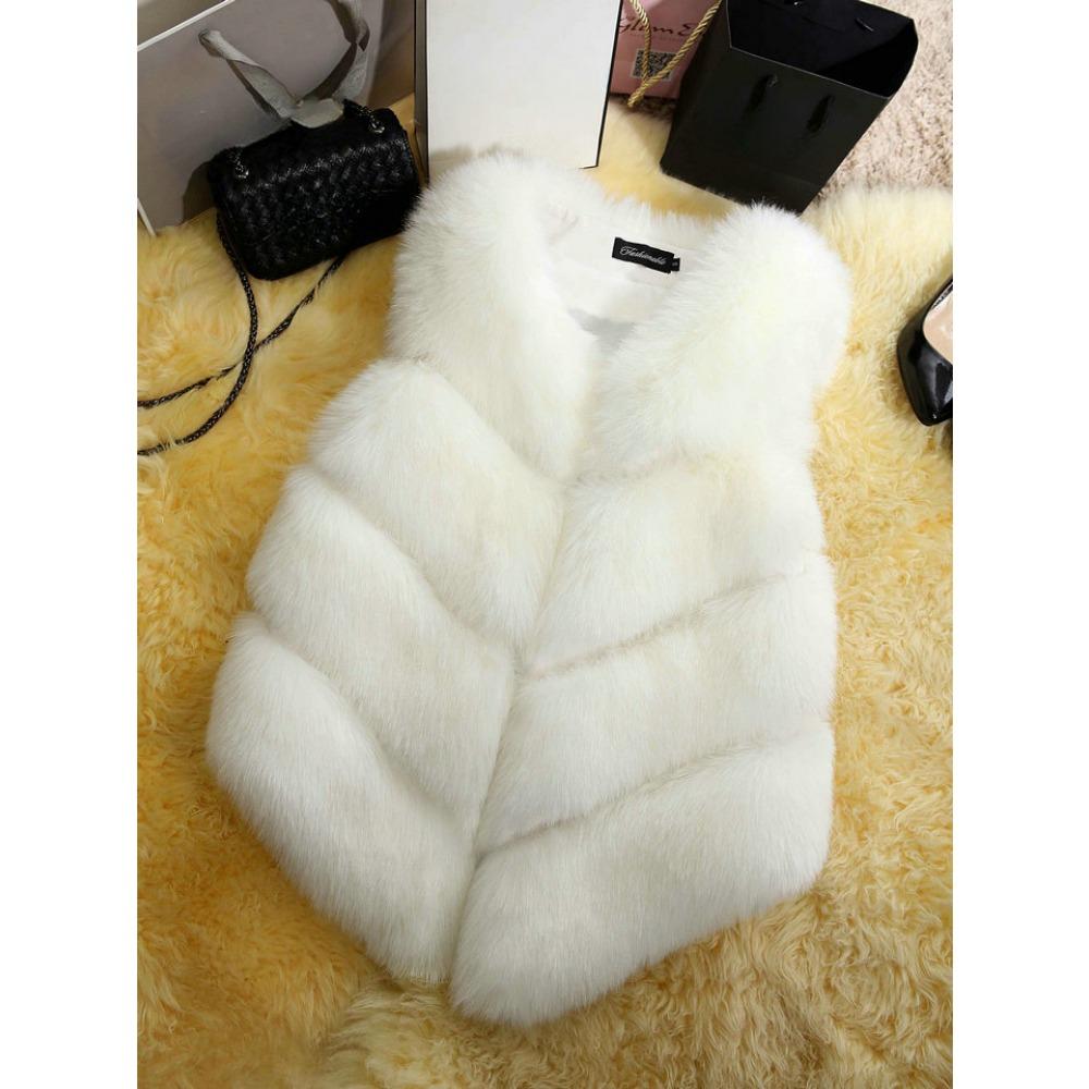 

Пальто из искусственного лисьего меха Женский новый меховой жилет Женский средней длины Женский зимний жилет Плюшевый толстый жилет XXXL