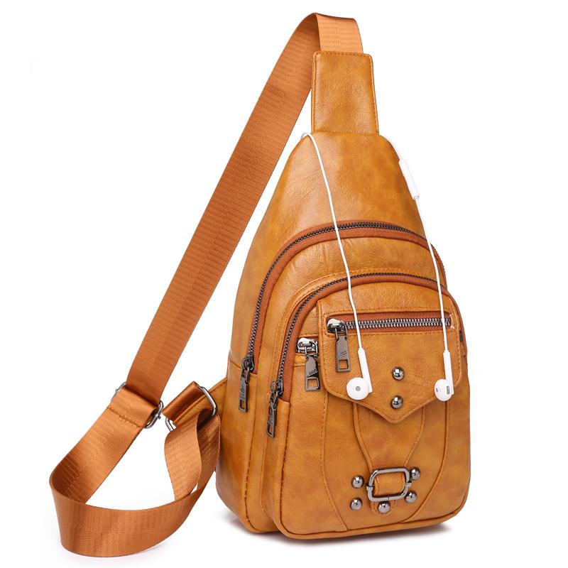 Women's Vintage Chest Pack Retro PU Leather Shoulder Crossbody Chest Bags Women Messenger Pouch Female Handbags Designer
