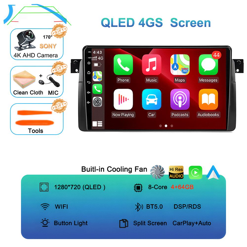 Android 14 Car Radio For BMW E46 M3 1998-2006 Multimedia Video Player 2Din 4G WIFI GPS Navigation Carplay Head Unit 360 Camera