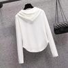 Drawstring Hooded T-shirt for Women In Autumn New Style, Loose and Slim and Versatile Design Base Top