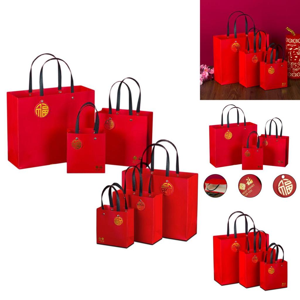 Eco-friendly Red 2022 Tiger Year Zodiac Gift Bag With Sturdy Handles For All Occasions