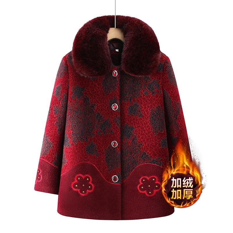 Grandma Mink Fleece Coat Fleece Thickened Medium Elderly Winter Padded Jacket Women's Clothes Mom Mother-in-law Autumn Jacket