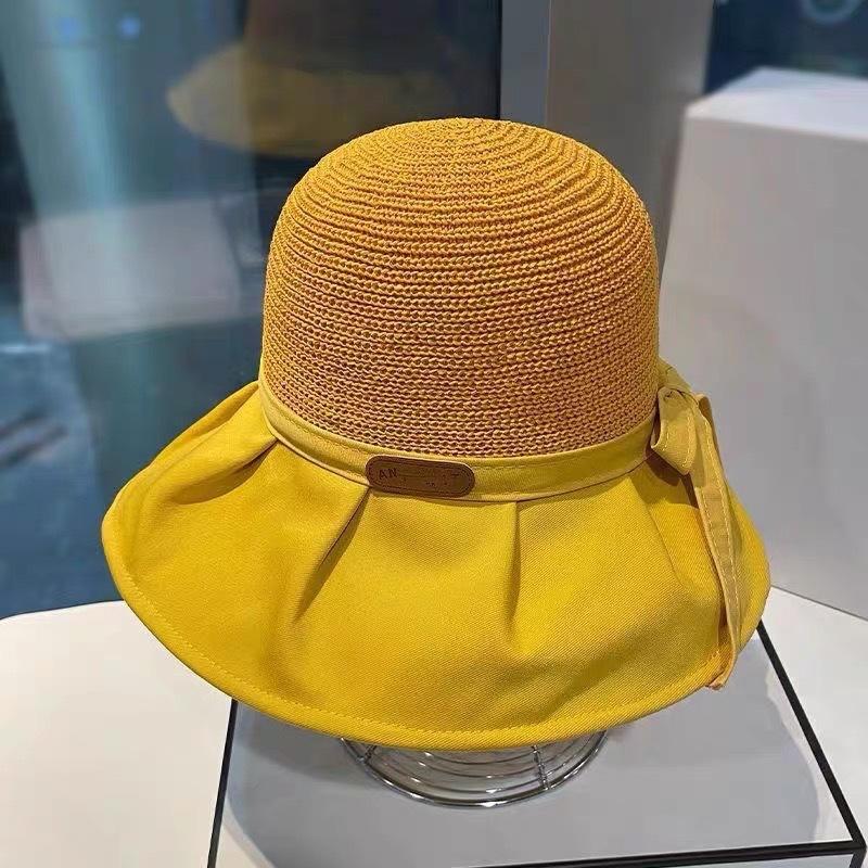 Dámský letní slaměný klobouk s prázdnou horní částí, kšiltem proti slunci, kryjící obličej, lehký, s UV ochranou, kbelíkový klobouk
