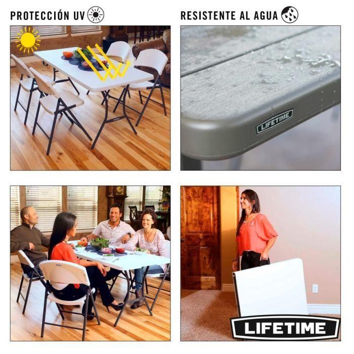 Table pliante - LIFETIME - 184x76x73,5 cm - Ultra résistante - Pliable - Extérieur