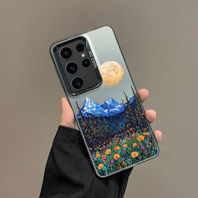 

For Samsung S25 S22 Ultra Plus S21 FE S24 S23 Ultra Plus FE Phone Case INS Intermountain Daisy Floral Print Laser Back Covers Samsung S23