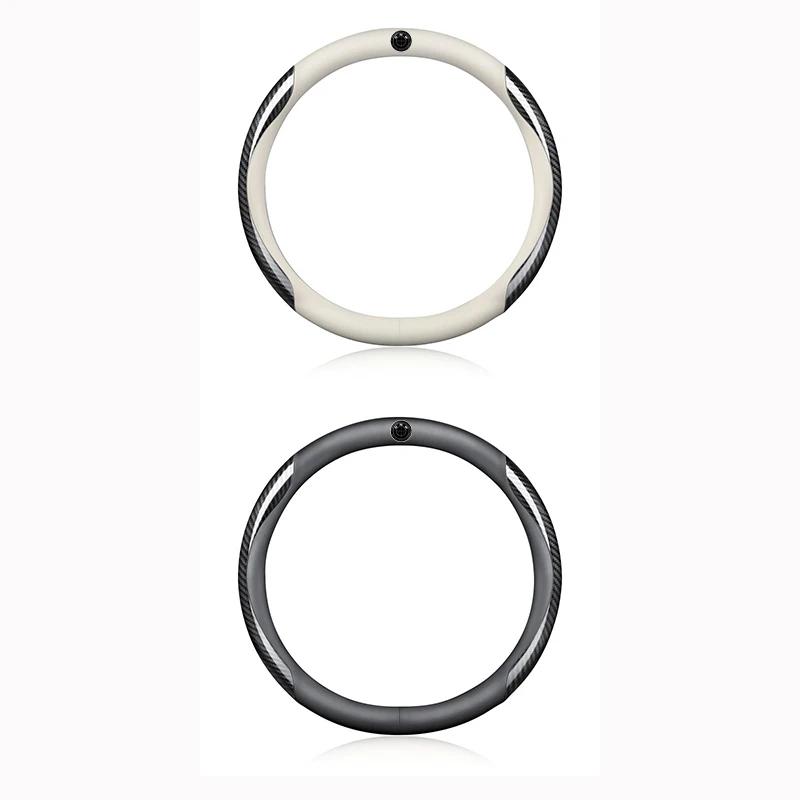 PU Leather Carbon Fiber Car Steering Wheel Cover Emblem Car Accessories For BMW 50th Kith M X1 X2 X3 X4 X5 X6 X7 E46 E90 E60 F10