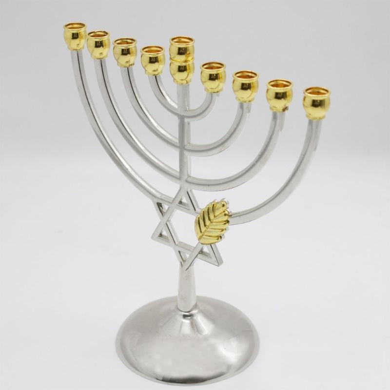 Chanukka-Leuchter Kerzenhalter 9-armig und Goldblatt Kerzenständer für festliche Heimdekorationen Leuchter