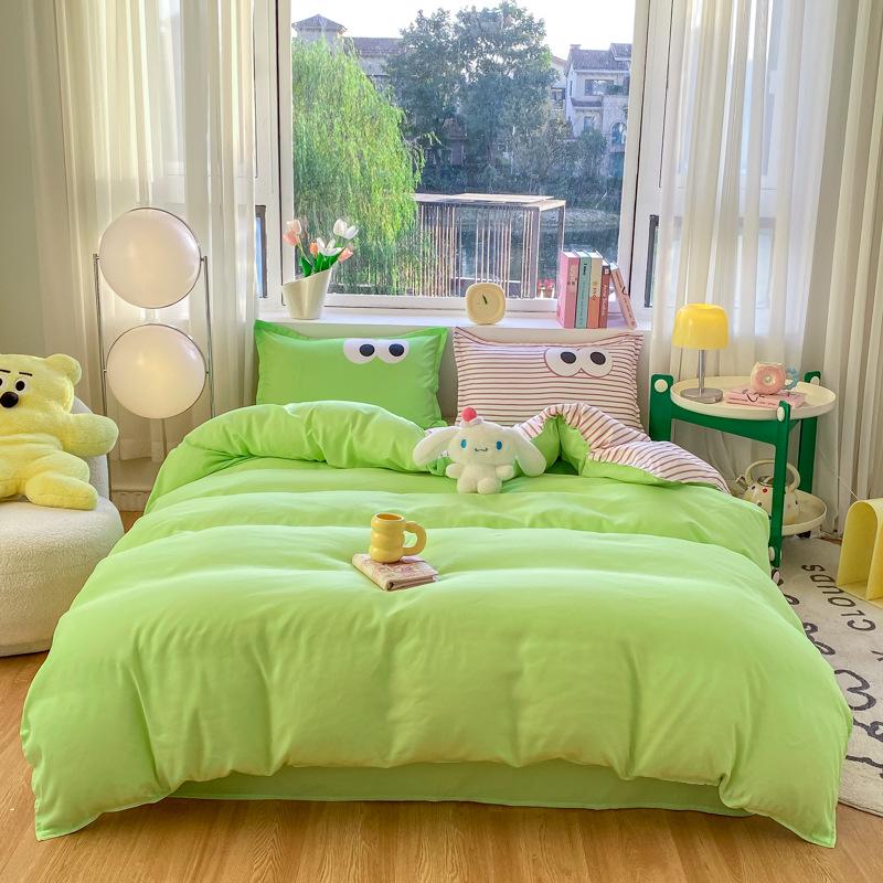 

Бесплатная доставка Новый набор постельного белья из стираного хлопка из 4 предметов Алоэ для студенческого общежития 1.8m: 180*220, 230*230, 48*74*2