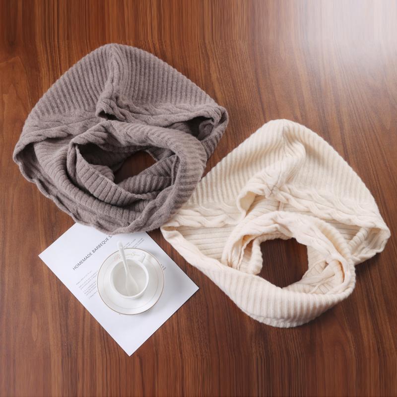 100%Wool Hooded Scarf Hat Women Winter Soft Warm Ear Face Protect Balaclava Scarves Beanies Men Korea Fashion Wollen Neck Warmer