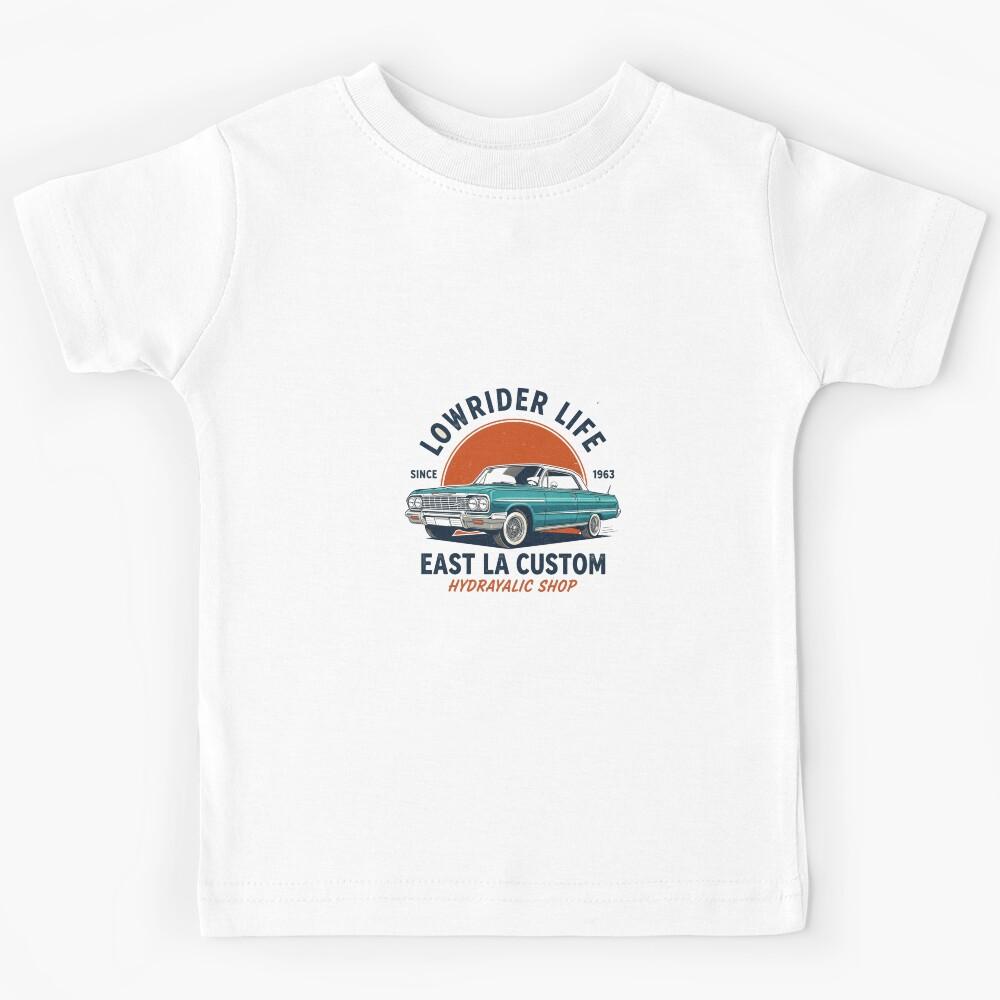 Lowrider Life: Vintage East LA Custom Style — Classic Teal Car Illustration Kids T-Shirt 150