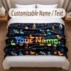 Astronaut Space Theme Soft Blanket Personalized Custom Name Text Print Warm Blanket Home Sofa Bedroom Decor